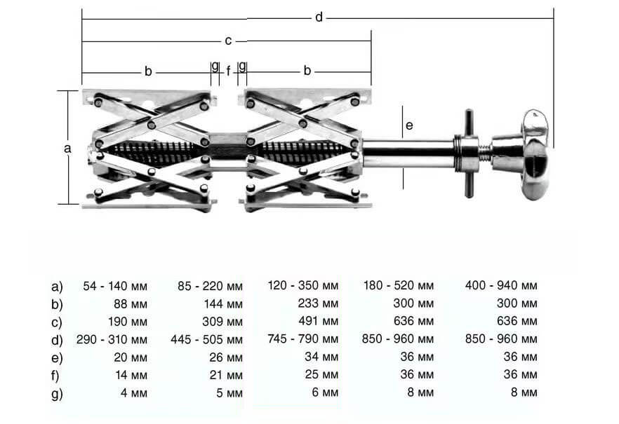 spider internal clamp size